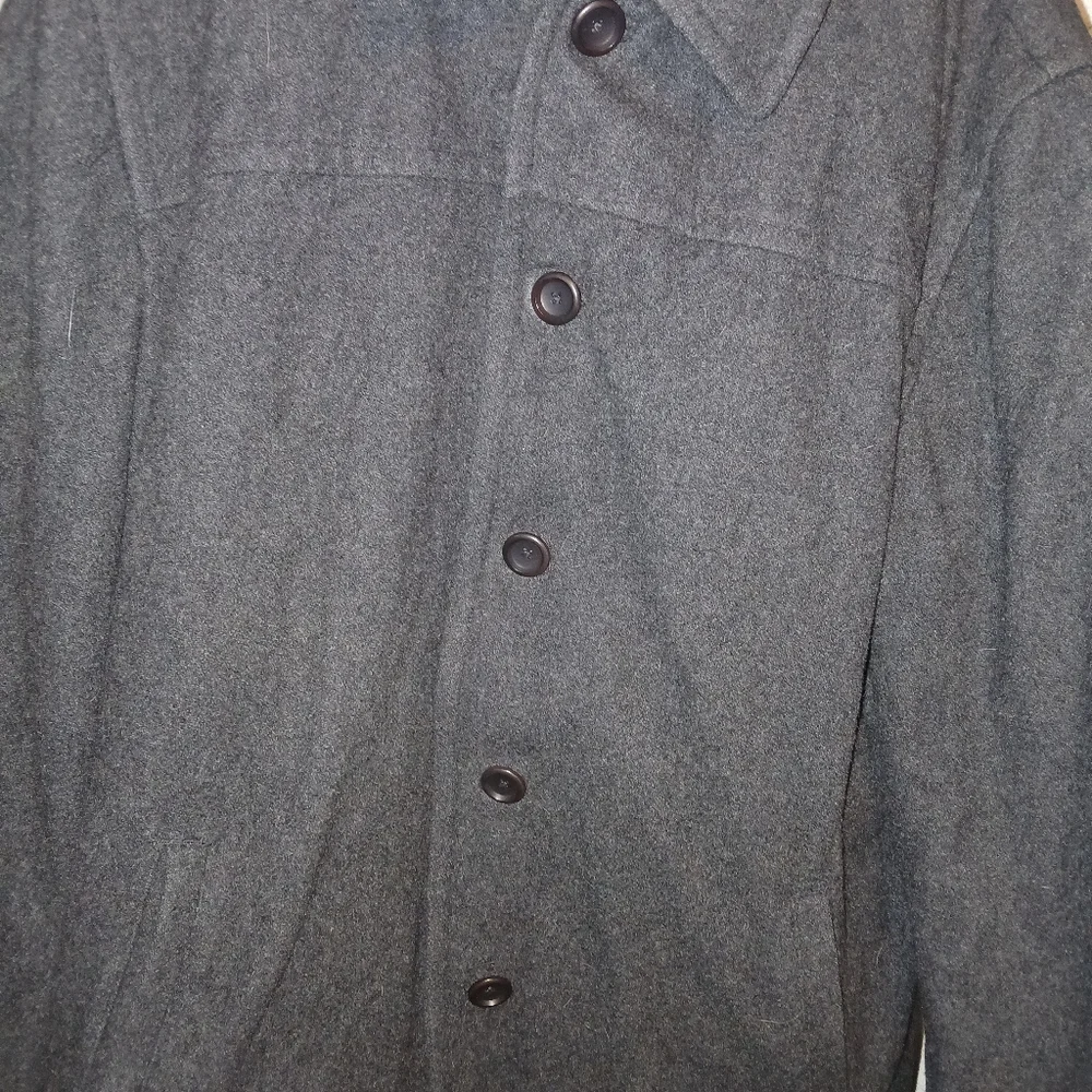 J crew mens wool button up top coat Large